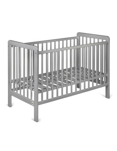BN-YappyUno_Grey,Patut YappyUno din lemn, Cu suport pentru saltea reglabil, Vopsit cu vopsea pe baza de apa, YappyKids, 120x60 c