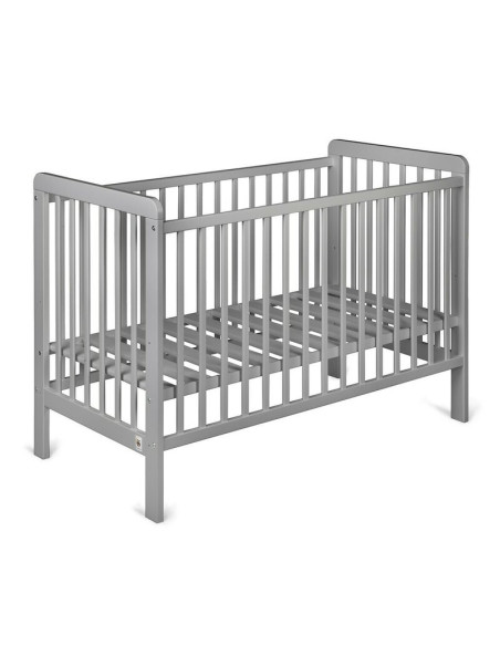BN-YappyUno_Grey,Patut YappyUno din lemn, Cu suport pentru saltea reglabil, Vopsit cu vopsea pe baza de apa, YappyKids, 120x60 c