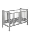 BN-YappyUno_Grey,Patut YappyUno din lemn, Cu suport pentru saltea reglabil, Vopsit cu vopsea pe baza de apa, YappyKids, 120x60 c