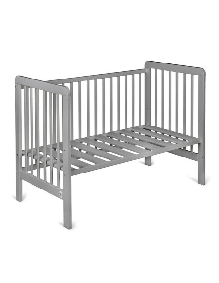 BN-YappyUno_Grey,Patut YappyUno din lemn, Cu suport pentru saltea reglabil, Vopsit cu vopsea pe baza de apa, YappyKids, 120x60 c