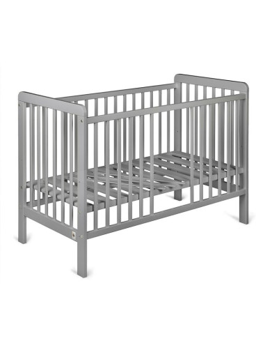 BN-YappyUno_Grey,Patut YappyUno din lemn, Cu suport pentru saltea reglabil, Vopsit cu vopsea pe baza de apa, YappyKids, 120x60 c
