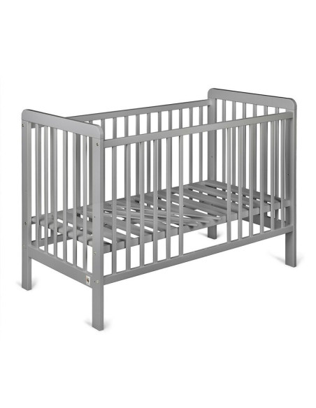 BN-YappyUno_Grey,Patut YappyUno din lemn, Cu suport pentru saltea reglabil, Vopsit cu vopsea pe baza de apa, YappyKids, 120x60 c