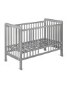 BN-YappyUno_Grey,Patut YappyUno din lemn, Cu suport pentru saltea reglabil, Vopsit cu vopsea pe baza de apa, YappyKids, 120x60 c