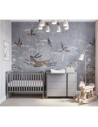 BN-YappyUno_Grey,Patut YappyUno din lemn, Cu suport pentru saltea reglabil, Vopsit cu vopsea pe baza de apa, YappyKids, 120x60 c