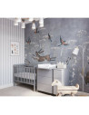 BN-YappyUno_Grey,Patut YappyUno din lemn, Cu suport pentru saltea reglabil, Vopsit cu vopsea pe baza de apa, YappyKids, 120x60 c