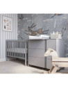 BN-YappyUno_Grey,Patut YappyUno din lemn, Cu suport pentru saltea reglabil, Vopsit cu vopsea pe baza de apa, YappyKids, 120x60 c