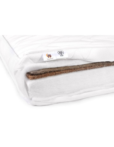 BN-YAPPYHollo_120X60,Saltea pentru patut YappyHollo, Din fibre de in, nuca de cocos si fibre Hollow, Cu husa din bambus, YappyKi