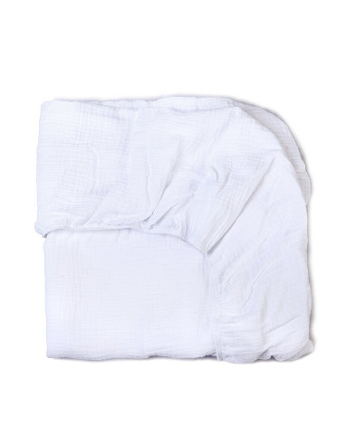 BN-YAPPYWhite_muselinsheet,Cearceaf din muselina, Pentru patut de 120x60 cm, YappyKids, White