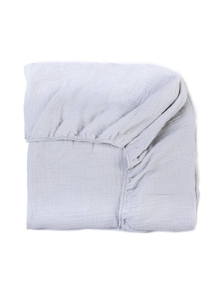 BN-YAPPYGrey_muselinsheet,Cearceaf din muselina, Pentru patut de 120x60 cm, YappyKids, Grey