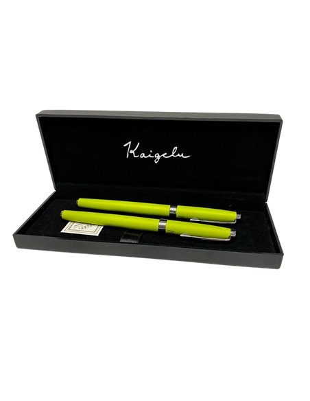 S385/VERDE,Set Kaigelu - Stilou cu penita ascunsa + pix, Verde crud mat