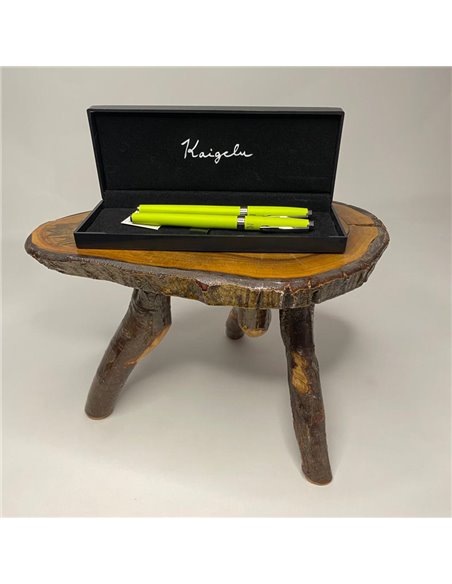 S385/VERDE,Set Kaigelu - Stilou cu penita ascunsa + pix, Verde crud mat