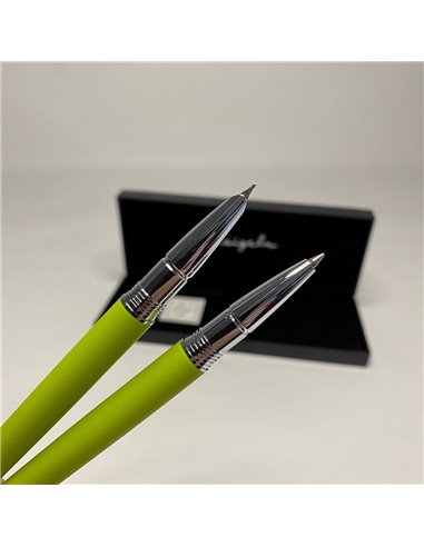 S385/VERDE,Set Kaigelu - Stilou cu penita ascunsa + pix, Verde crud mat