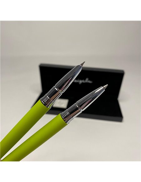 S385/VERDE,Set Kaigelu - Stilou cu penita ascunsa + pix, Verde crud mat