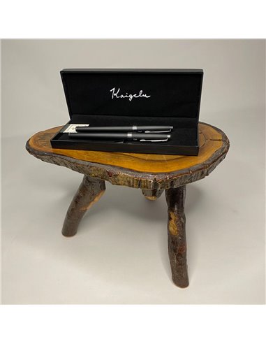 S385/NEGRU,Set Kaigelu - Stilou cu penita ascunsa + pix, Negru mat