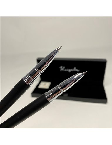 S385/NEGRU,Set Kaigelu - Stilou cu penita ascunsa + pix, Negru mat