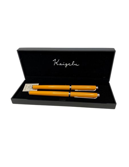 S388/PORTOCALIU,Set Kaigelu S388 - Stilou cu penita ascunsa + pix, Portocaliu