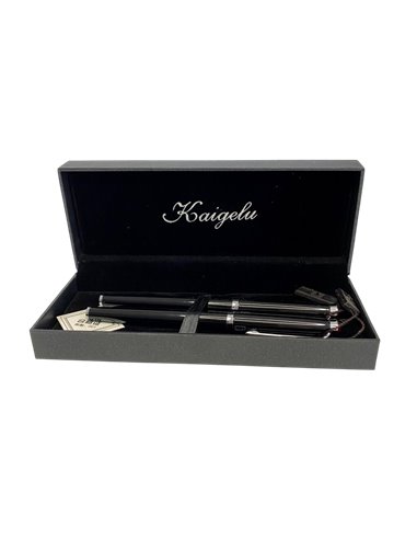 S388/NEGRU,Set Kaigelu S388 - Stilou cu penita ascunsa + pix, Negru