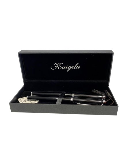 S388/NEGRU,Set Kaigelu S388 - Stilou cu penita ascunsa + pix, Negru