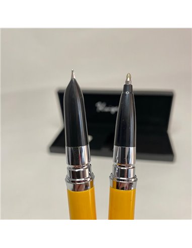S381/GALBENMUSTAR,Set Kaigelu S381 - Stilou cu penita ascunsa + pix, Galben mustar