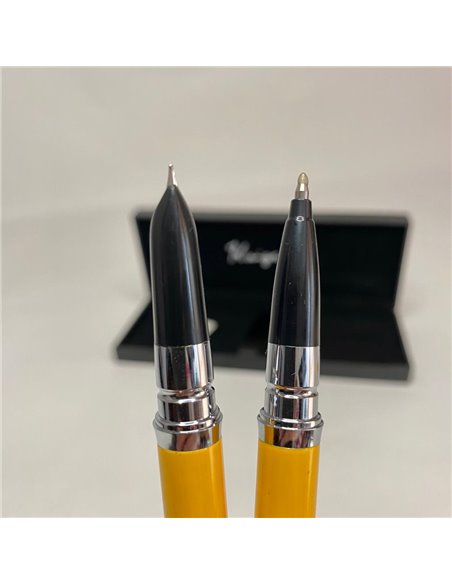 S381/GALBENMUSTAR,Set Kaigelu S381 - Stilou cu penita ascunsa + pix, Galben mustar