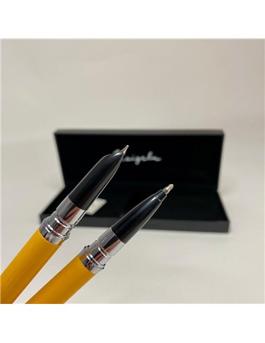 S381/GALBENMUSTAR,Set Kaigelu S381 - Stilou cu penita ascunsa + pix, Galben mustar