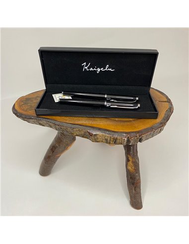 317/NEGRU,Set Kaigelu 317 - Stilou cu penita ascunsa + pix, Negru