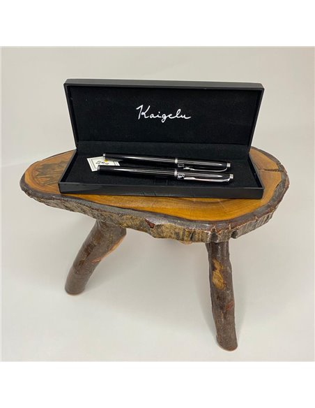 317/NEGRU,Set Kaigelu 317 - Stilou cu penita ascunsa + pix, Negru