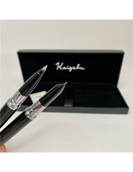 317/NEGRU,Set Kaigelu 317 - Stilou cu penita ascunsa + pix, Negru