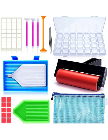 GBNORG-101,Set organizator si accesorii pentru goblen cu diamante, 21 piese