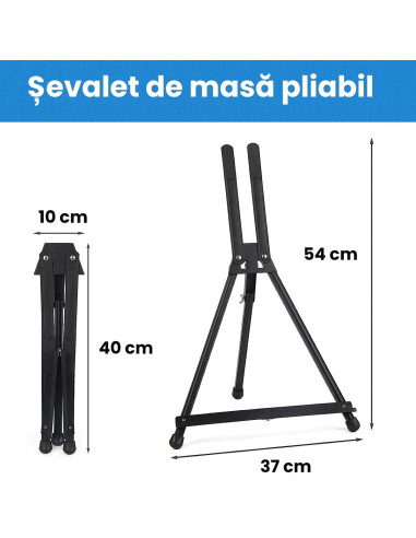 CRDSEV9,Sevalet de masa, birou, pliabil, material aluminiu, pentru panze de pana la 50x65 cm, 1.2kg