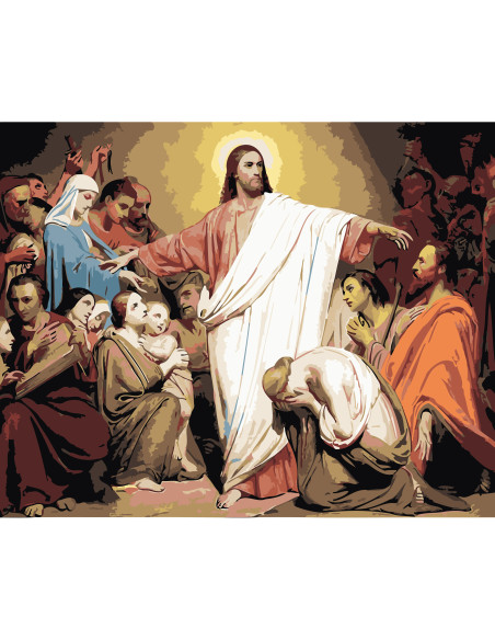 GBN252_4050,Goblen cu Diamante patrate, 40x50 cm, Domnul Iisus Hristos, GBN-252