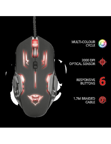 Mouse Trust GXT 108 Rava, Illuminated Gaming, negru,TR-22090