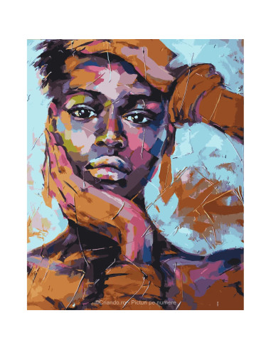 PDP3562_5040,Pictura pe numere Portret 40x50 cm, Geometria Fetei, PDP3562