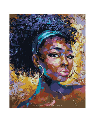 PDP3557_5040,Pictura pe numere Portret 40x50 cm, Frumusete africana, PDP3557