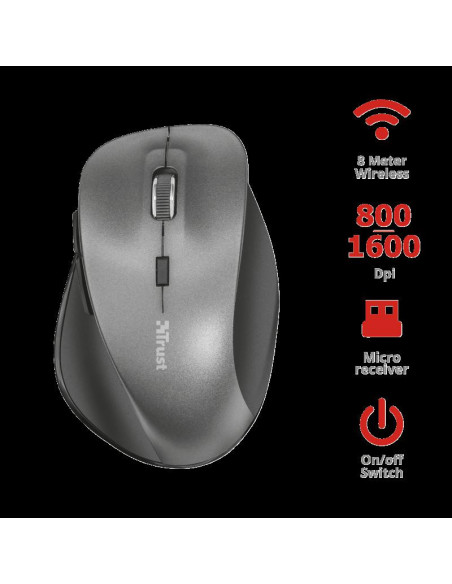 Mouse Trust Ravan, Wireless, negru,TR-22878