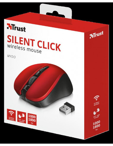 Mouse Trust Mydo Silent Click, Wireless, rosu,TR-21871