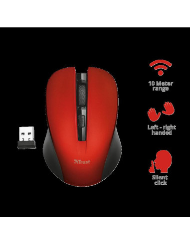 Mouse Trust Mydo Silent Click, Wireless, rosu,TR-21871