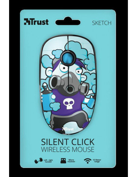 Mouse Trust Sketch Silent Click, Wireless, blue,TR-23335