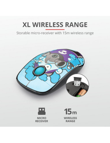 Mouse Trust Sketch Silent Click, Wireless, blue,TR-23335