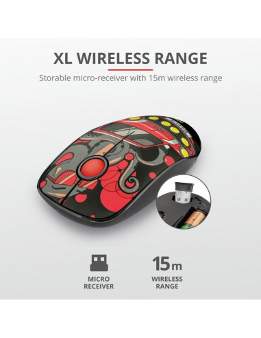 Mouse Trust Sketch Silent Click, Wireless, rosu,TR-23336