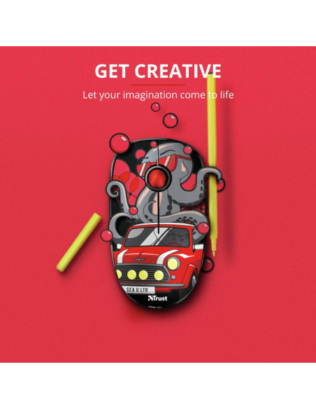 Mouse Trust Sketch Silent Click, Wireless, rosu,TR-23336