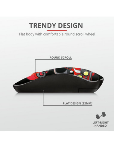 Mouse Trust Sketch Silent Click, Wireless, rosu,TR-23336