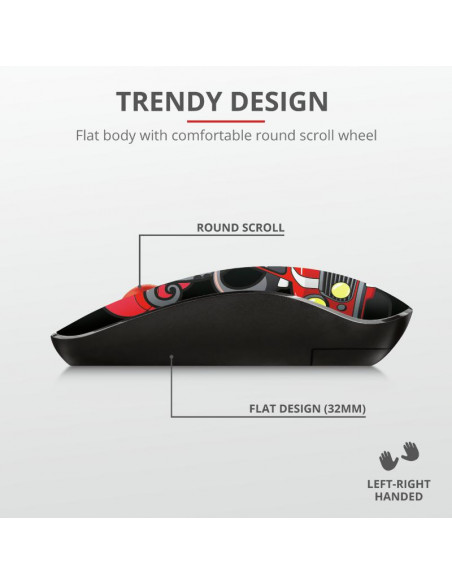 Mouse Trust Sketch Silent Click, Wireless, rosu,TR-23336