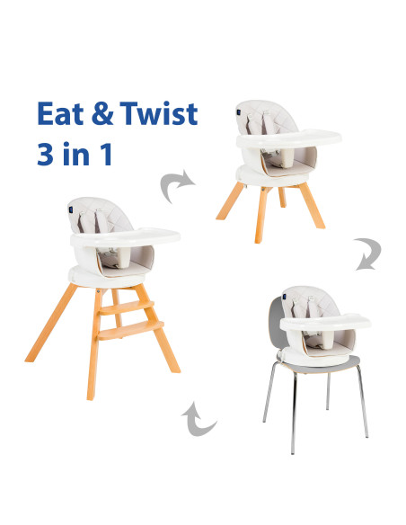 JU1021-Grey,Scaun de masa 3 in 1 Juju Eat&Twist, Gri