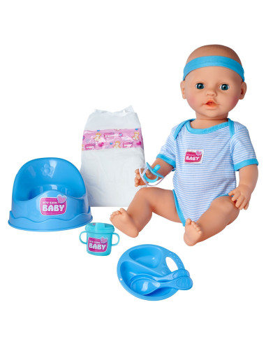 S105030044,Papusa Simba New Born Baby, Baby Doll 43 cm cu accesorii albastru