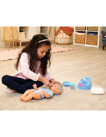 S105030044,Papusa Simba New Born Baby, Baby Doll 43 cm cu accesorii albastru