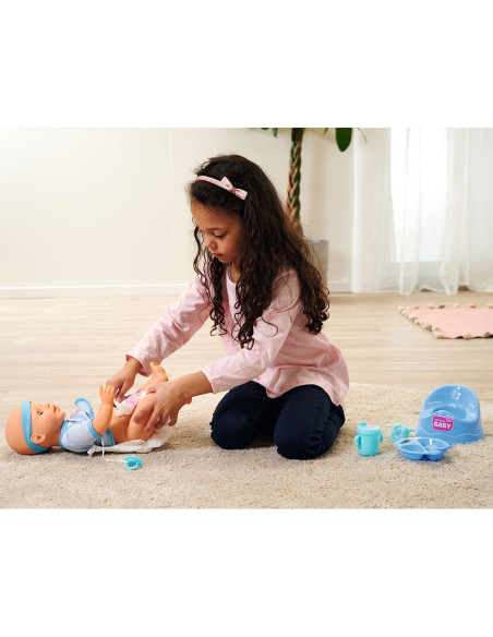 S105030044,Papusa Simba New Born Baby, Baby Doll 43 cm cu accesorii albastru