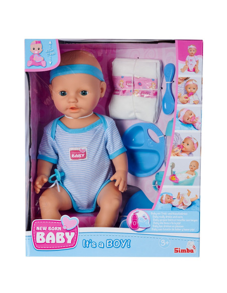 S105030044,Papusa Simba New Born Baby, Baby Doll 43 cm cu accesorii albastru