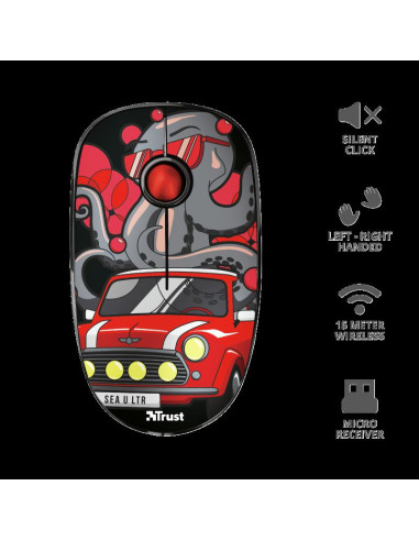 Mouse Trust Sketch Silent Click, Wireless, rosu,TR-23336