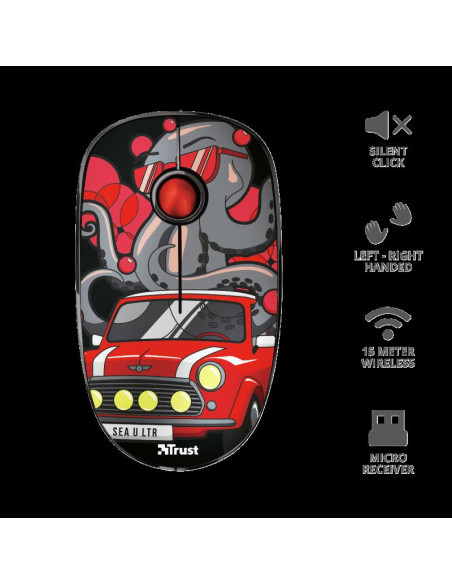 Mouse Trust Sketch Silent Click, Wireless, rosu,TR-23336